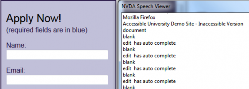 Demo of inaccessible field labels