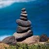 Rocks stacked on a stable surface